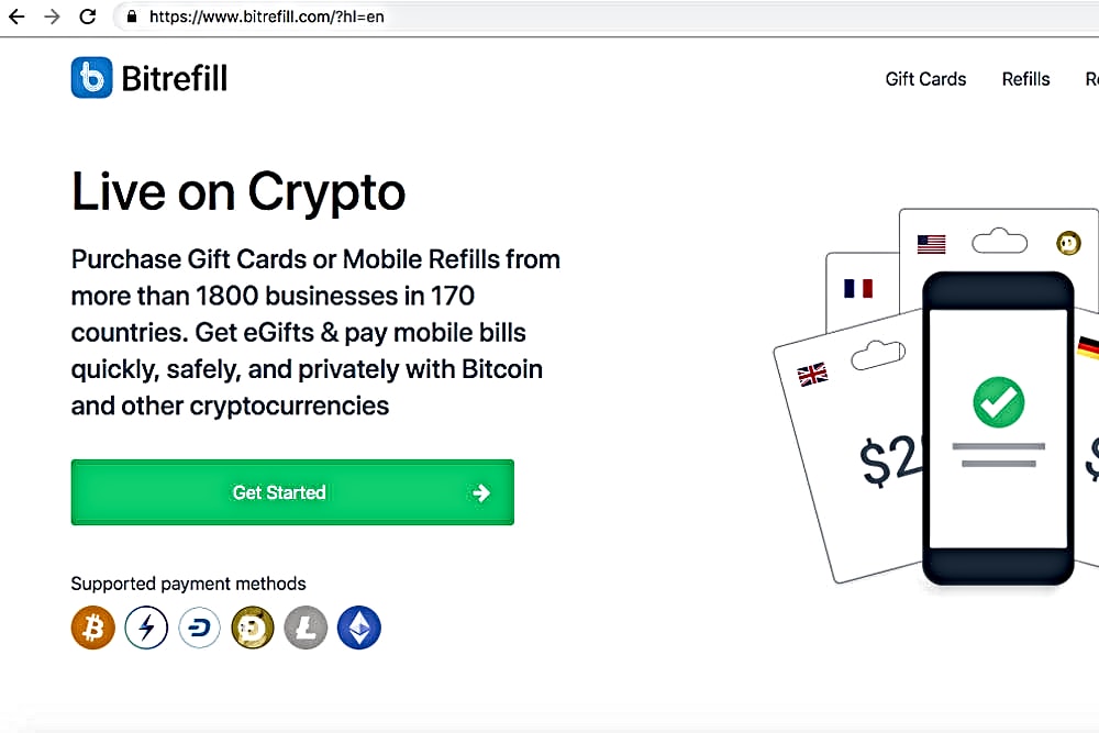 bitrefill allows crypto for airbnb card