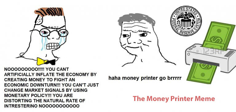 Bitcoin vs US Dollar Money Printer Meme jpg