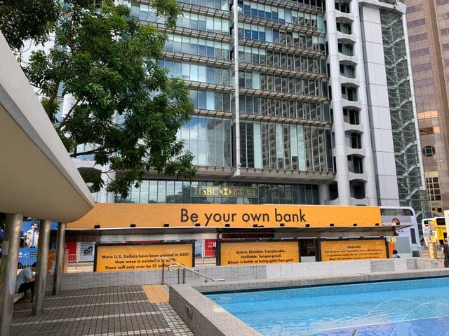 Giant Bitcoin adverts spotted near HSBC bank 1