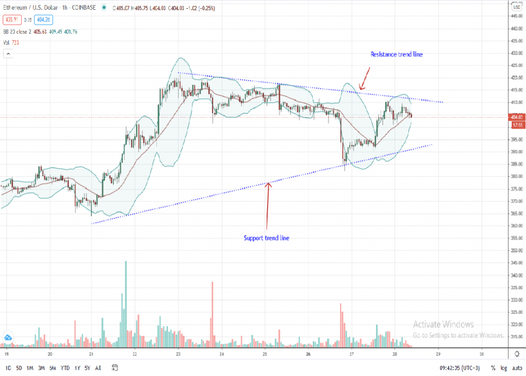 Ethereum Price 1-Hour Chart by Trading View