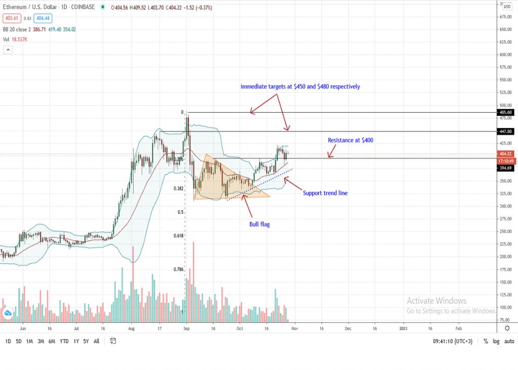 Ethereum Price Daily Chart by Trading View