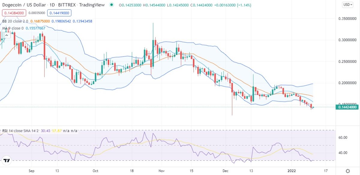 Dogecoin price analysis: DOGE/USD to dip further below $0.140 4 Dogecoin price analysis: DOGE/USD to dip further below $0.140 2