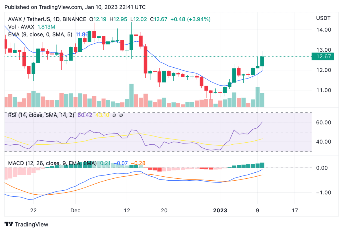 Avalanche price analysis: AVAX continues to extend upwards to target $12.85 resistance 8 AVAXUSDT 2023 01 10 22 41 26